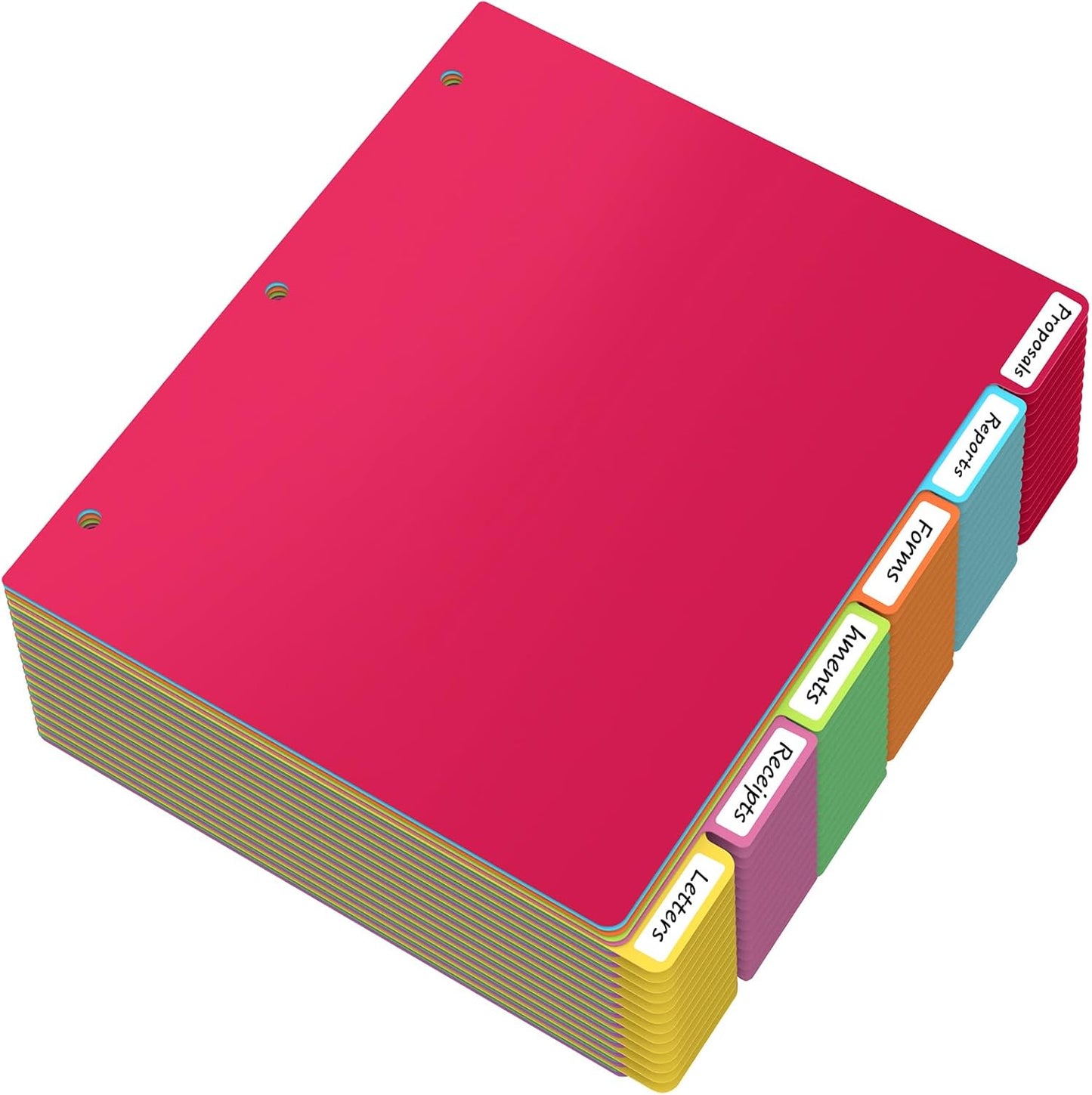 HABGP 12Pcs/2 Set 6 Tab Dividers for 3 Ring Binder, 12 Pcs Colorful Binder Dividers with Tabs, 3 Ring Page Folder Dividers, Plastic Tabbed File Dividers with Tabs, Three Ring Binder Index Dividers