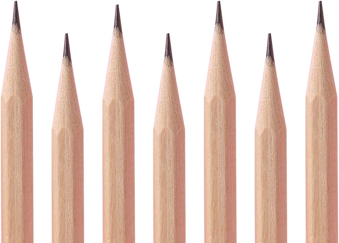 Buspoll 10 Stick HB Pencils Unpainted Natural Wood Grain Triangular for Kids Stationery