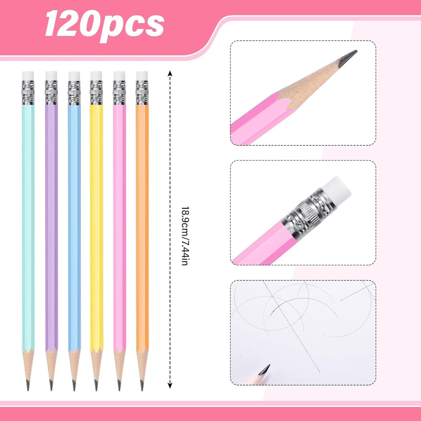 TecUnite 120 Pcs #2 HB Pencils with Eraser No 2 Unsharpened Wooden Hexagonal Pencils for Adults Gifts for School Exam art Learning Office Sketching(Rainbow Colors)