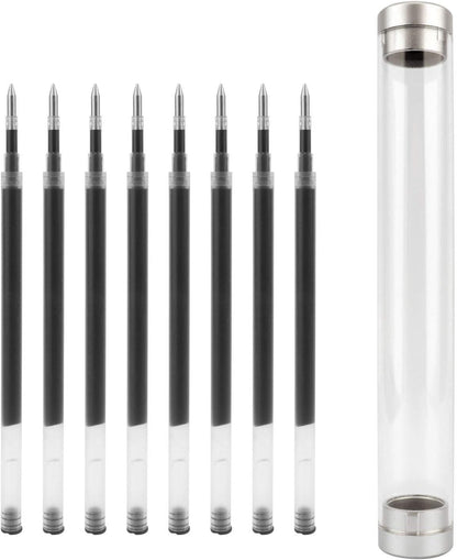 8 Pieces Replaceable Ballpoint Pen Refills Work for Most Brands Pens with Smooth Writing,Free-Flowing German Ink with Medium 0.5mm Ballpoint Tip(Black Refills and Length 4.4inch)