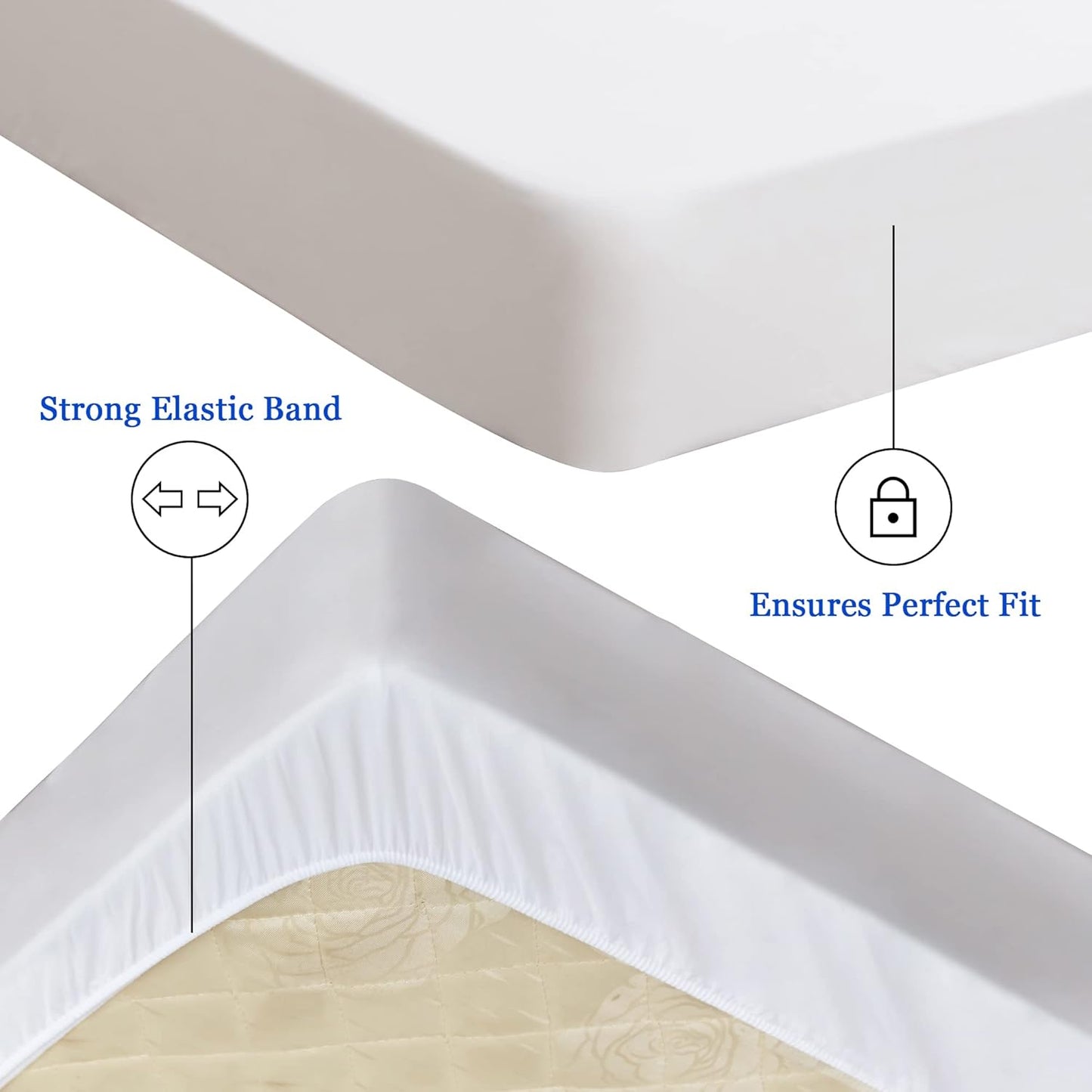 Sufdari Mattress Protector,Waterproof 18" Deep Pocket Mattress Cover Fitted Sheet Style with Elastic Rubber Band,Washable and Easy Care-Black,Queen