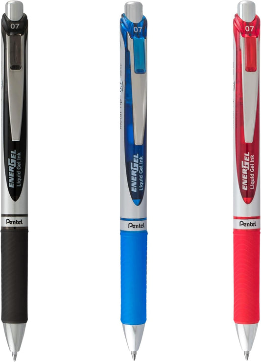 Pentel EnerGel RTX RT Liquid Gel Pen, Med, Metal Tip, (0.7mm), Blue Ink, Box of 12 (BL77PC12C1)