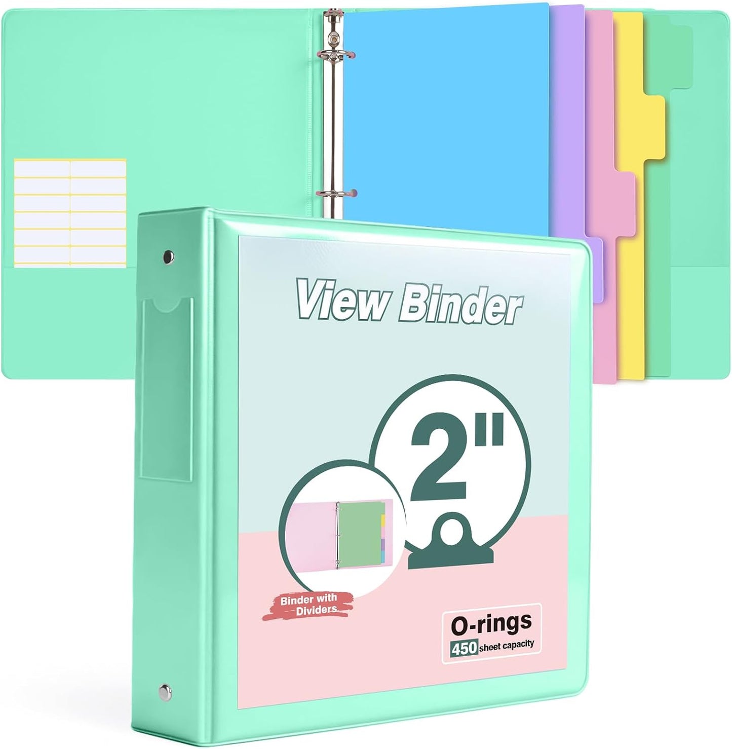 3 Ring Binder 1.5 inch，Cute Binder Organizer with 5 Tab Dividers Fits 175 Sheets of 8.5x11 Paper,Customizable Clear Cover with Inside Pockets,Aesthetic 1.5" Three Ring Binders for School Office,Purple