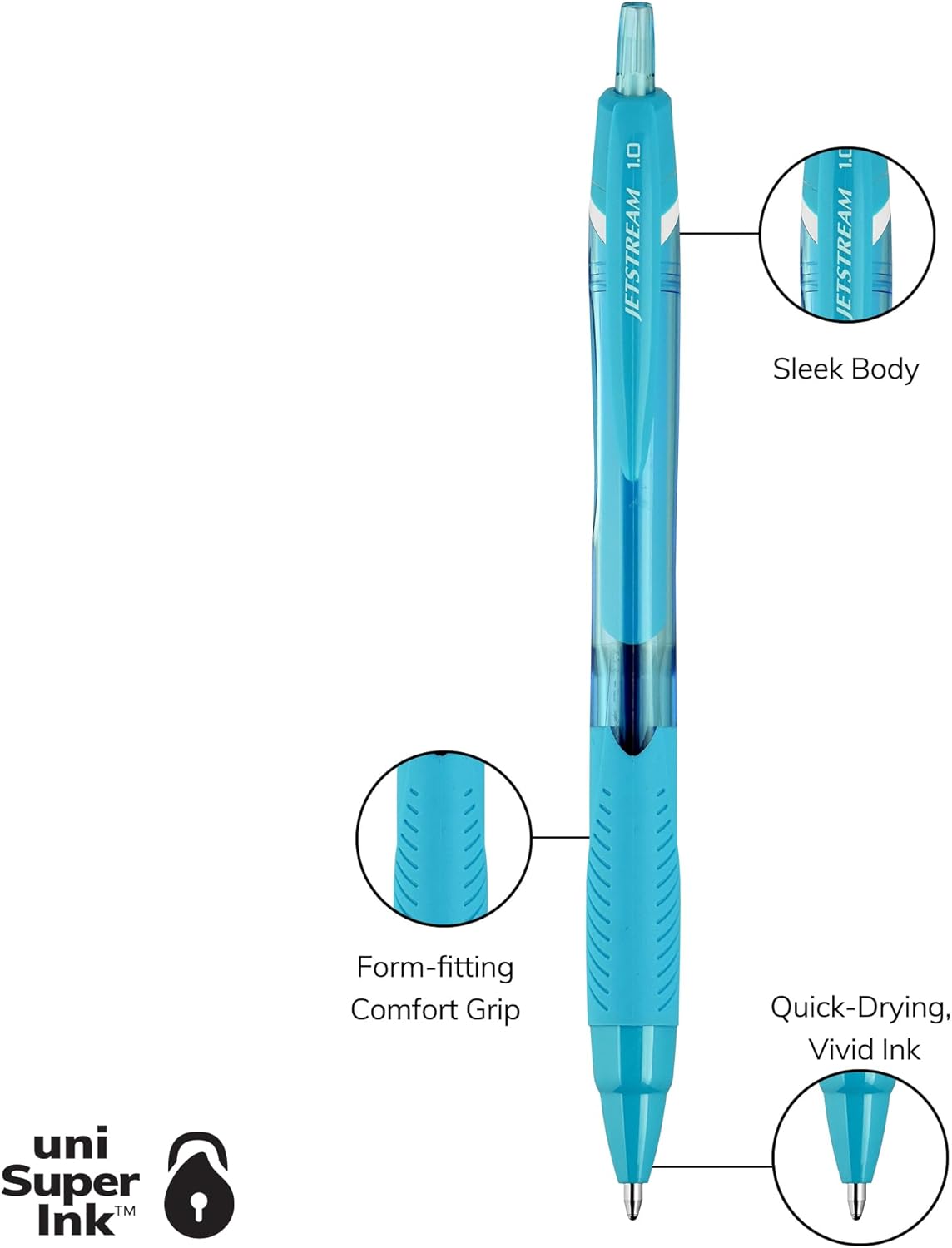 Uni-Ball Jetstream Elements Ballpoint Pen, Medium Point (1.0mm), Blue Ink, 6 Pens