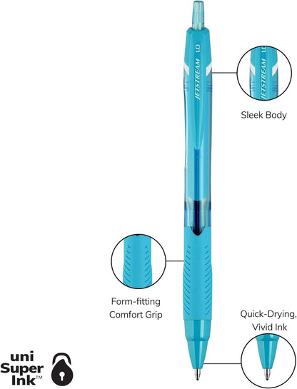 Uni-Ball Jetstream Elements Ballpoint Pen, Medium Point (1.0mm), Blue Ink, 6 Pens