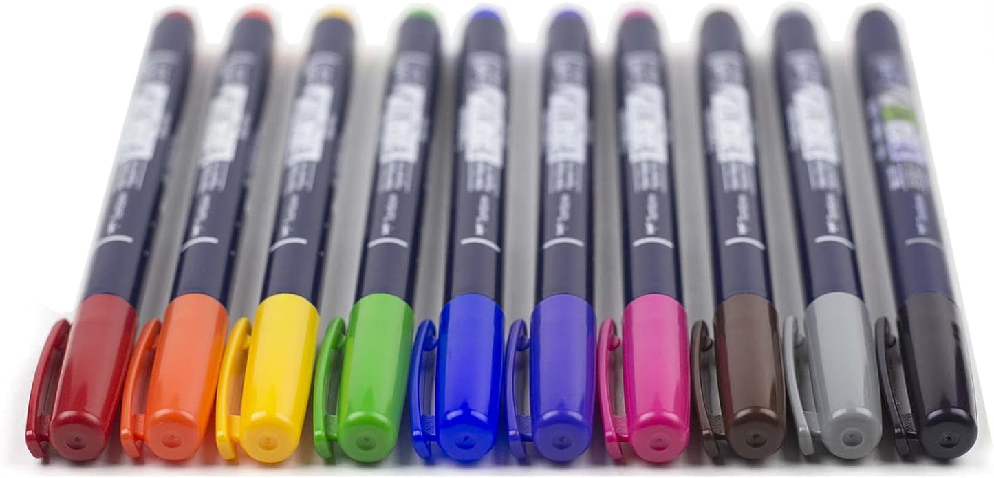 Tombow 62038 Fudenosuke Brush Pen, 2-Pack. Soft and Hard Tip Fudenosuke Brush Pens for Calligraphy and Art Drawings