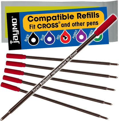 Jaymo Replacement for Cross 8513 - Measures 4.563 in / 116 mm Long - Ballpoint Pen Refill - 6 Black