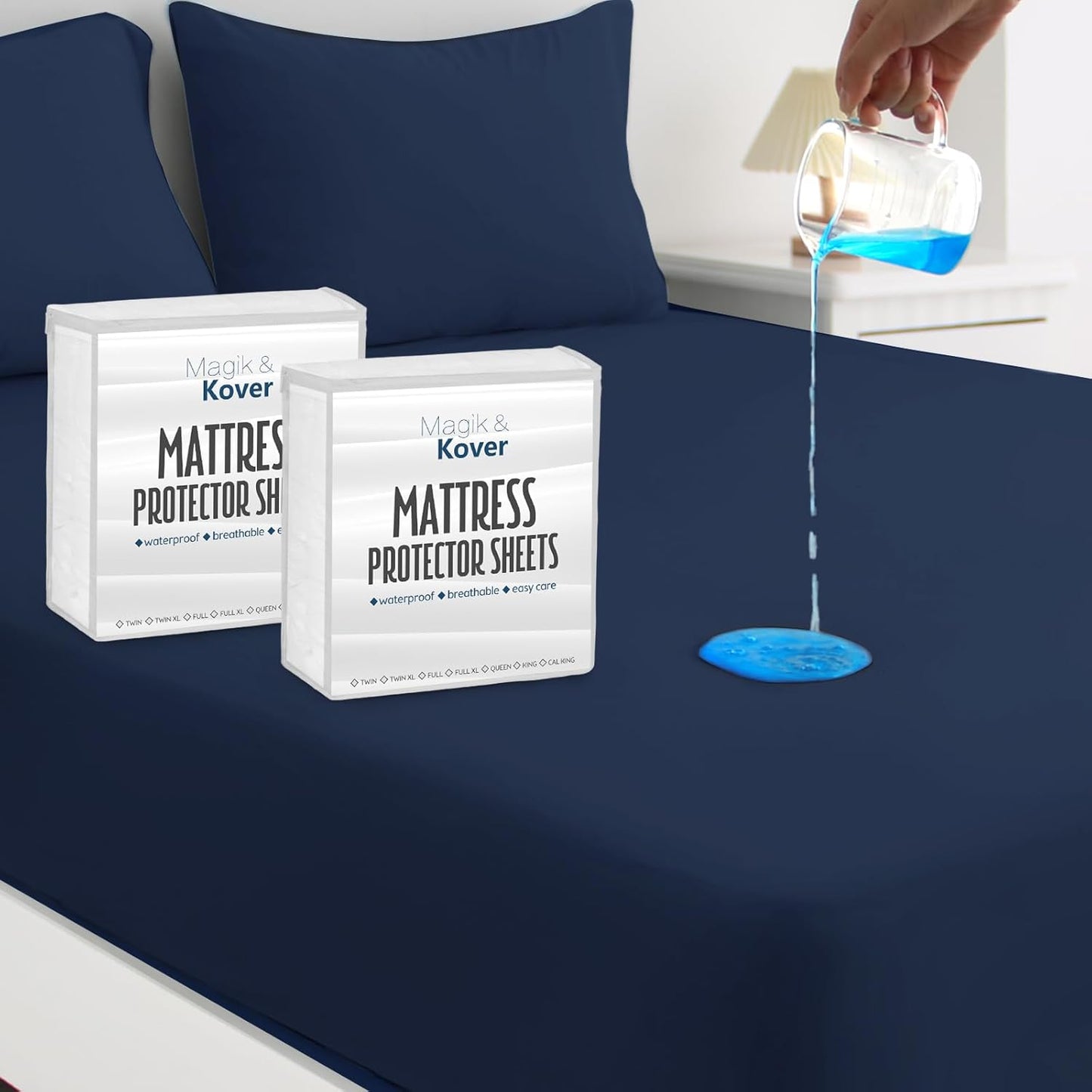 Magik & Kover Twin Mattress Protector Waterproof Cover 2 Pack, Waterproof Bed Twin Fitted Sheet Only, Machine Washable Deep Pocket Single Size Mattress Cover for Kids with Elastic Rubber Band, Grey