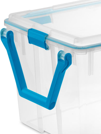 Sterilite 4-Pack Gasket Box, Weather-Resistant Storage Bins with Latching Lids, 32 Quart - Heavy-Duty Organizing Containers for Closet, Bathroom, and Office