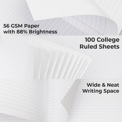 College Ruled Composition Notebook Black Marble | 100 Sheets | 9.75 x 7.5 Inches | Durable Sewn Binding for School & Office Use (12)