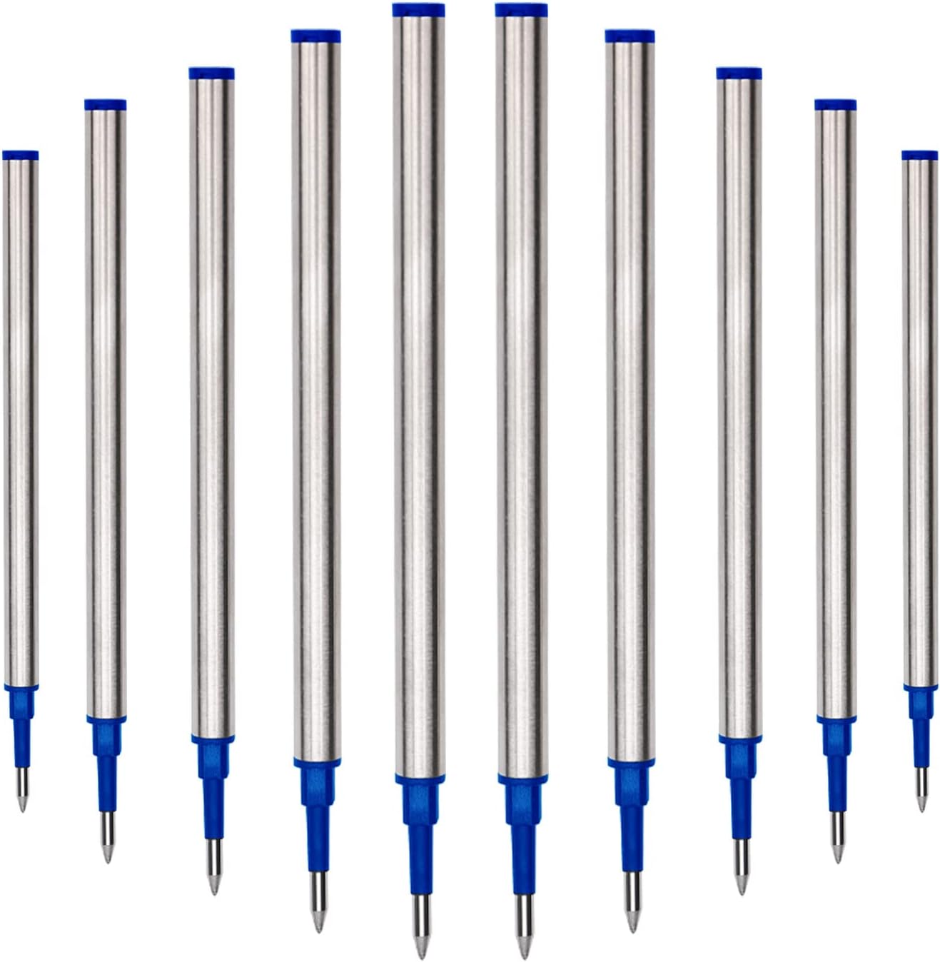 YIVONKA 10 Pieces Replaceable Ballpoint Pen Refills Medium Point Metal Refill Smooth Writing Black or Blue Ink Pen Refills 0.5 mm (10 Black 0.5mm Refills)