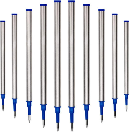YIVONKA 10 Pieces Replaceable Ballpoint Pen Refills Medium Point Metal Refill Smooth Writing Black or Blue Ink Pen Refills 0.5 mm (10 Black 0.5mm Refills)