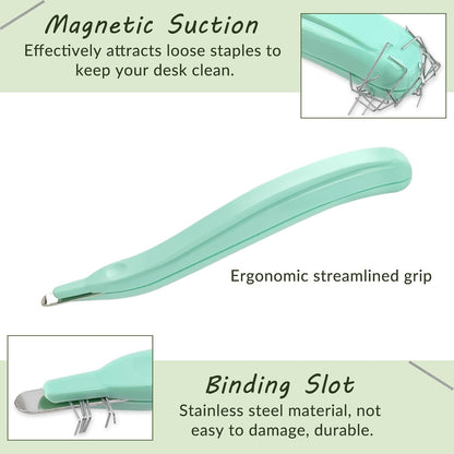 Professional Staple Remover Tool, Magnetic Tip Design Facilitates Collection of Staples, Staple Remover Stick for Home, School, and Office, Purple