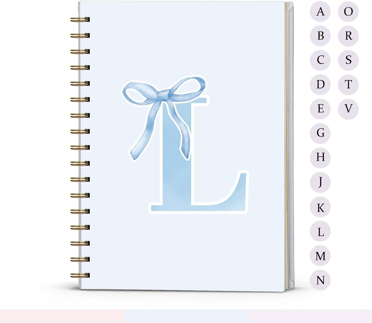 Blue Bow Journal Notebook for Girls,Initial H Journals Personalized Diary Gifts for Teen Girl Kids,Monogrammed Gifts for Women,Trendy Coquette Cute Hardcover Spiral Notebook 5.5 x 8.3 - Colors B