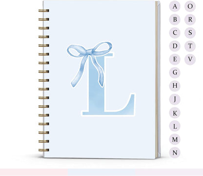 Blue Bow Journal Notebook for Girls,Initial H Journals Personalized Diary Gifts for Teen Girl Kids,Monogrammed Gifts for Women,Trendy Coquette Cute Hardcover Spiral Notebook 5.5 x 8.3 - Colors B