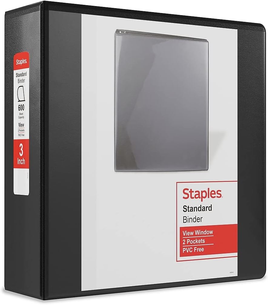 Staples Standard 2-Inch 3-Ring View Binder, Holds Up to 450 Sheets, Orange, Durable Binder for Office & School