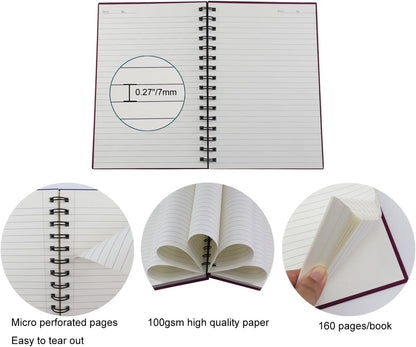 Spiral Notebook Journal,4 Pack A5 Hardcover Spiral Notebooks,5.7" x 8.5",160 Pages,100gsm Paper,College Ruled Journals for Study and Notes (Red, Green,Blue,Grey)