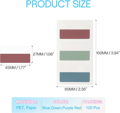PATIKIL Clear Index Sticky Tabs, 120 Pcs Large Transparent Sticky Notes Bookmarks Planner Stickers Page Tabs for Office Notebooks File Folder Ledger Book, Gradient Green