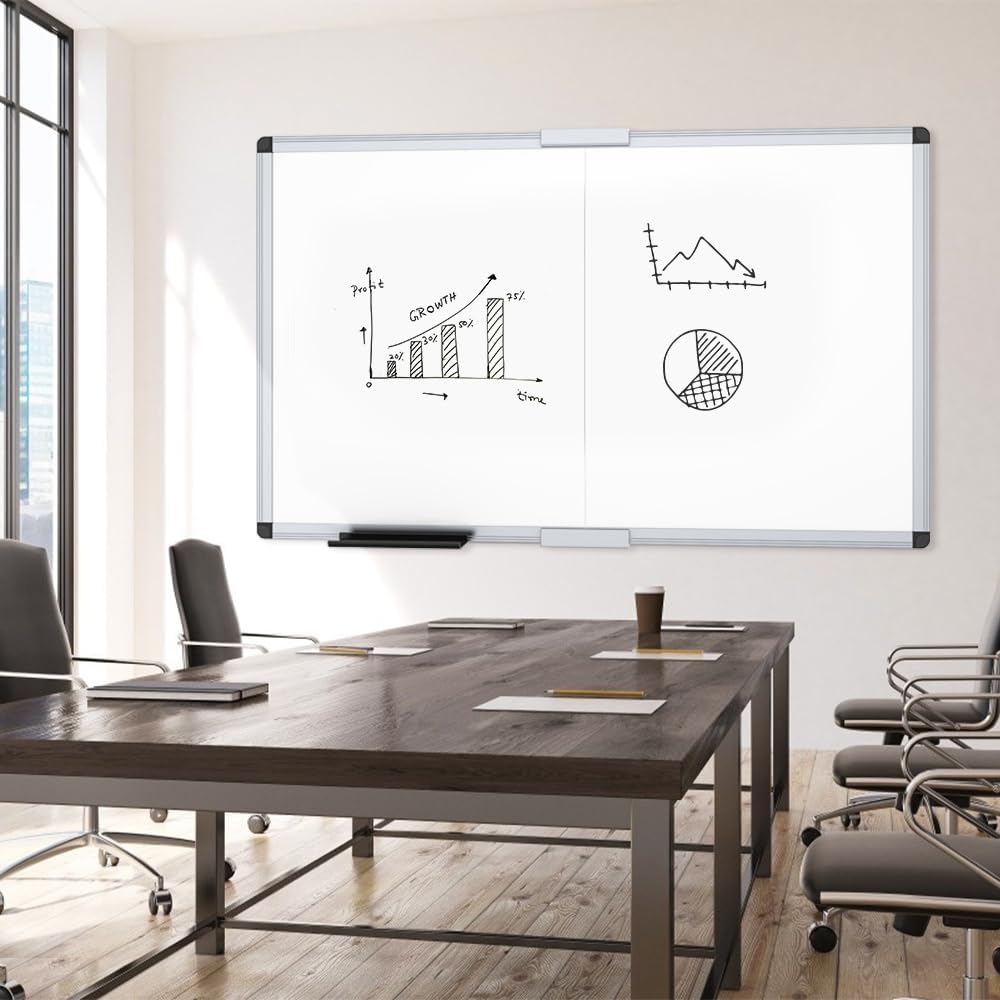 VIZ-PRO Magnetic Whiteboard/Dry Erase Board, 18 X 12 Inches, Includes 1 Eraser & 2 Markers & 4 Magnets