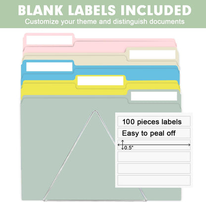 RAZCC File Folders, 100-Pack, 1/3 Cut, Letter Size, Yellow, Great for Organizing and Easy File Storage