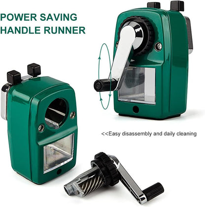 Pencil Sharpener, School Office Manual Desktop Sharpener for Standard and Jumbo Pencils, Pencil Sharpener Metal Manual Crank for Classroom, Home and Art(Color:Red)