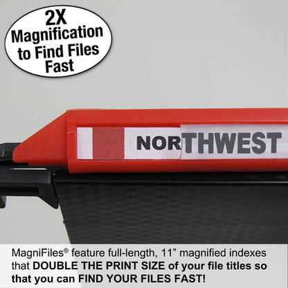 Ultimate Office MagniFile Hanging File Folders V- Bottom Letter Size with 11 inch Magnified Indexes that Double The Size of Your File Titles to Find Files Fast. (Set of 5 Frost)