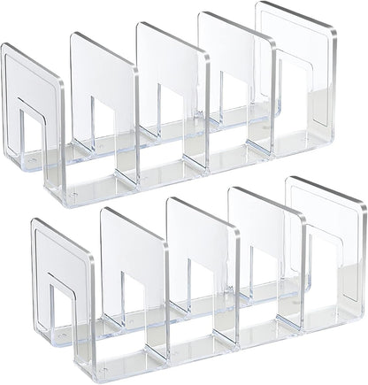 SAYEEC Acrylic File Sorter, Clear File Holder Acrylic Desk Organizer, Sturdy Desktop Files Organizer Files Folder Holder Rack for Envelopes Mail Letter Paper Notebook Electronics (4 Sections, 1 Pack)