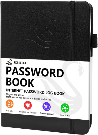 Elegant Password Book with Alphabetical Tabs - Hardcover Password Book for Internet Website Address Login - 5.2" x 7.6" Password Keeper and Organizer w/Notes Section & Back Pocket (Turquoise)