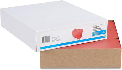 Staples Reinforced Classification Folders, Letter Size, 2" Expansion, Red, Heavy‑Duty Construction – 100/Carton