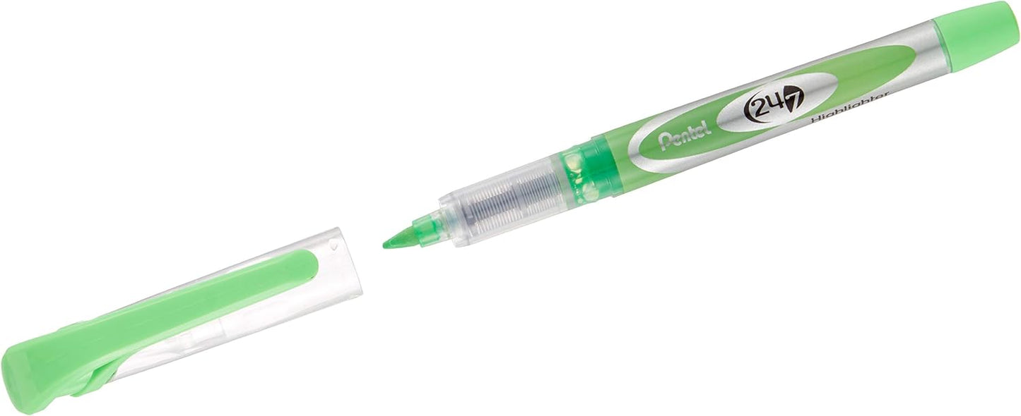 Pentel Highlighters, Chisel Point, Bleed Resistant, Light Green (PENSL12K)