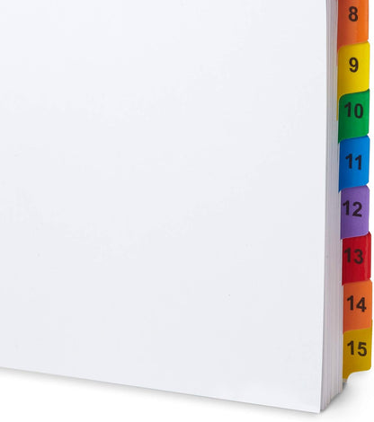 Blue Summit Supplies 15 Tab Binder Dividers for 3 Ring Binder or Notebook, Subject Dividers with Multicolor Numbered Tabs, Includes Customizable Table of Contents Index, 3 Sets