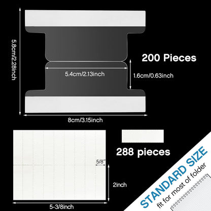 Gersoniel 100 Pieces 2 Inch Insertable Self-Adhesive Tabs with Printable Inserts with File Folder Labels Sticky Plastic Index Clear Divider Stick on File Self Adhesive for Books Page