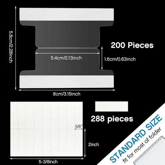 Gersoniel 100 Pieces 2 Inch Insertable Self-Adhesive Tabs with Printable Inserts with File Folder Labels Sticky Plastic Index Clear Divider Stick on File Self Adhesive for Books Page