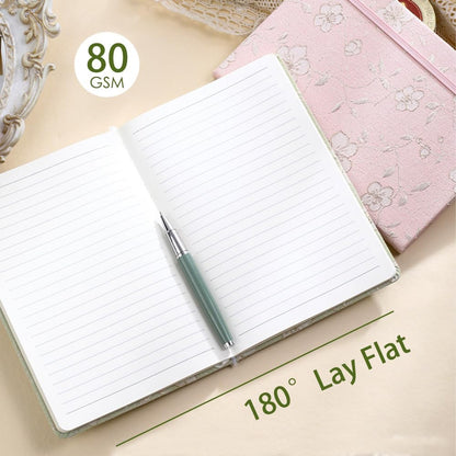 ipoul Flower Notebook, A5, 6x8, Hardcover, Lay Flat, Lined Paper, Journal for Women, Writing Notebook, Pretty, Hibiscus, Pink, Birthday Gifts for Women, Wedding Shower Gifts, Mothers Day Gift