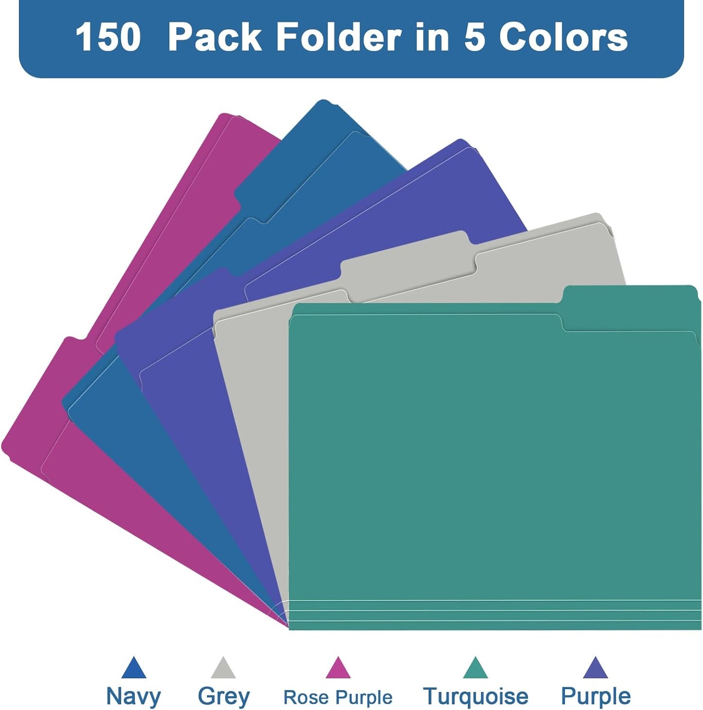 File Folder, RAZCC 150 Pack 1/3 Cut Tab File Folders Letter Size, Manila Folders, Folders with Tab, Great for Organizing and Easy File Storage