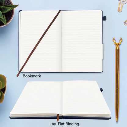Lined Journal Notebook, 200 Pages, Leather Hardcover Notebooks, A5 College Ruled Thick Classic with Pen Loop Notebook Journals for Writing, for Women Men Office School, 5.75'' X 8.38'', Brown