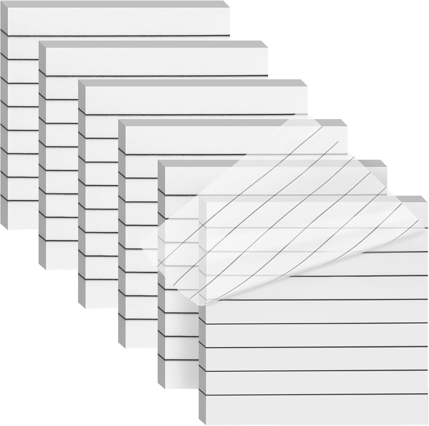 3x3 Inch Transparent Sticky Notes 300 Sheets, Clear Translucent Lined Self-Adhesive Memo Repositionable Reminder Pad for Office, College Students, Planners, Journals, School Supplies (Purple)
