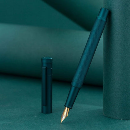 Hongdian Matte Black Forest Rollerball Pen with Schmidt Black Ink Refill, Classic Design with Metal Case for Business Signature