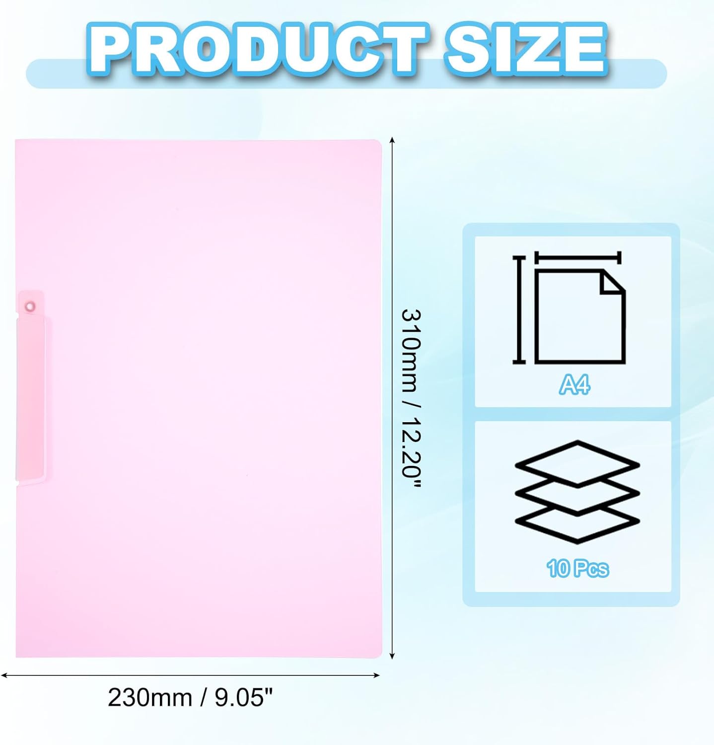 PATIKIL Report Covers, 10 Pcs Plastic Clear Report Folder Cover with Swing Clip A4 Size Professional Presentation Folders for File Resume Document Organizer, Pink