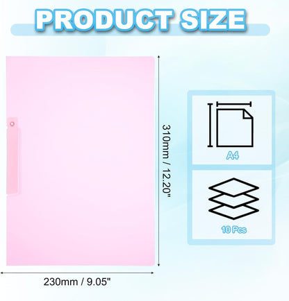 PATIKIL Report Covers, 10 Pcs Plastic Clear Report Folder Cover with Swing Clip A4 Size Professional Presentation Folders for File Resume Document Organizer, Pink