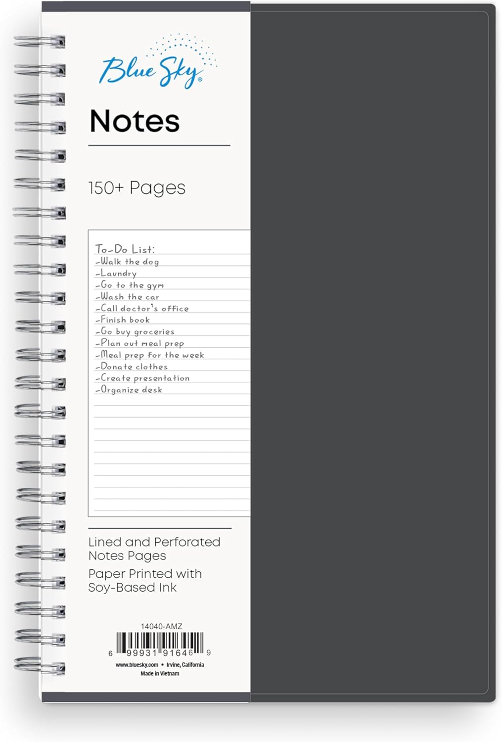 Blue Sky Smart Notes Professional Notebook, Wire-O Binding, 8.5" x 11", Black (14713)