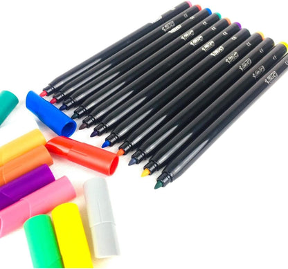 BIC Intensity Felt Tip Pens, Vibrant Colouring Pens, School Supplies for Kids or Adults, 24 Pack