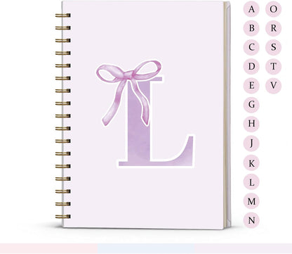 Blue Bow Journal Notebook for Girls,Initial H Journals Personalized Diary Gifts for Teen Girl Kids,Monogrammed Gifts for Women,Trendy Coquette Cute Hardcover Spiral Notebook 5.5 x 8.3 - Colors B