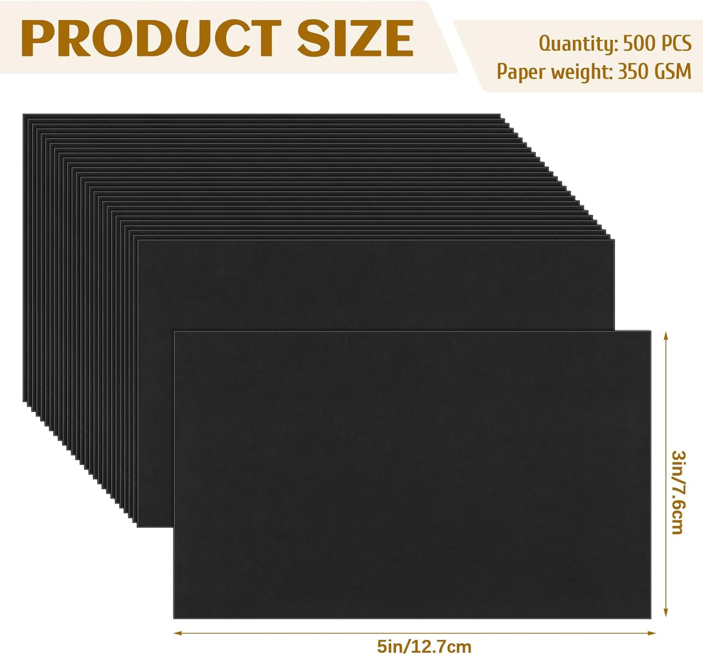Bercoor 200 Pieces Blank 3 x 5 Inch Index Cards, Heavy Note Cards Study Cards for Office, School Learning, Black