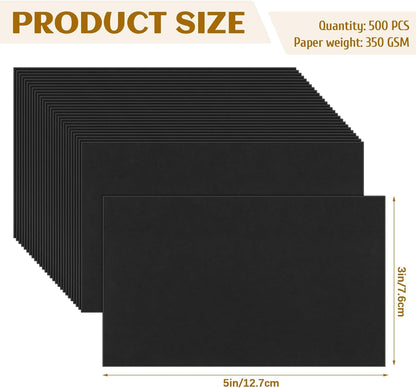 Bercoor 200 Pieces Blank 3 x 5 Inch Index Cards, Heavy Note Cards Study Cards for Office, School Learning, Black