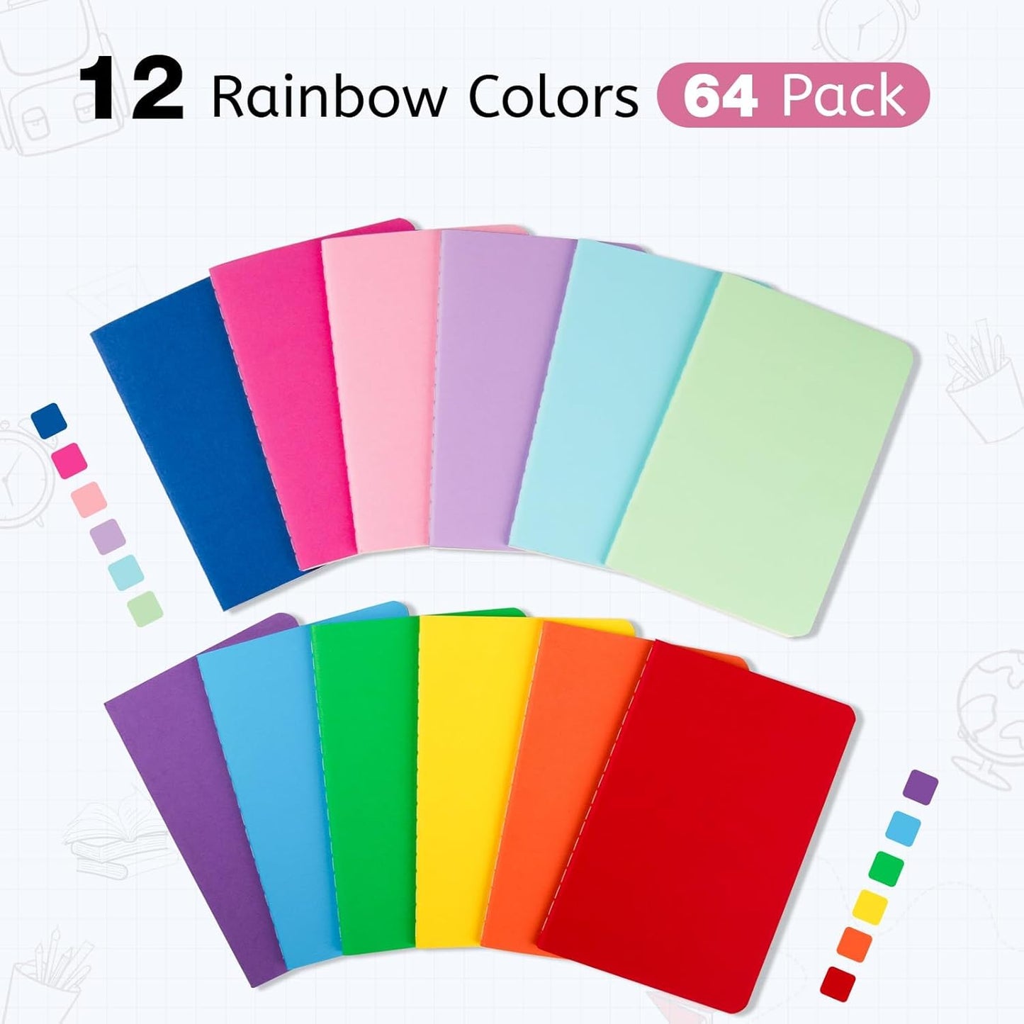 Oucaru 48PCS Pocket Notebook, 3.5" x 5.5", 8 Color, 52 Pages Blank Notebook Mini Notebook Journal, Small Notebook Memo Notepad for Students, Traveler, School Supplies