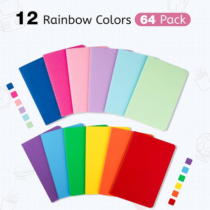 Oucaru 48PCS Pocket Notebook, 3.5" x 5.5", 8 Color, 52 Pages Blank Notebook Mini Notebook Journal, Small Notebook Memo Notepad for Students, Traveler, School Supplies
