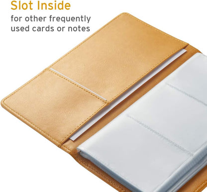 Sooez Leather Professional Business Card Book Holder Organizer, 240 Capacity Credit Card Booklet, PU Name Cards Holder Storage File for Men Women, 7.7 x 4.5 Inch, Black