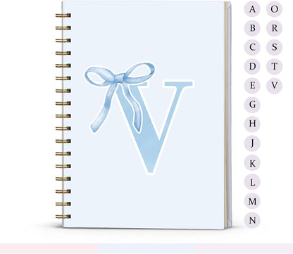 Blue Bow Journal Notebook for Girls,Initial H Journals Personalized Diary Gifts for Teen Girl Kids,Monogrammed Gifts for Women,Trendy Coquette Cute Hardcover Spiral Notebook 5.5 x 8.3 - Colors A