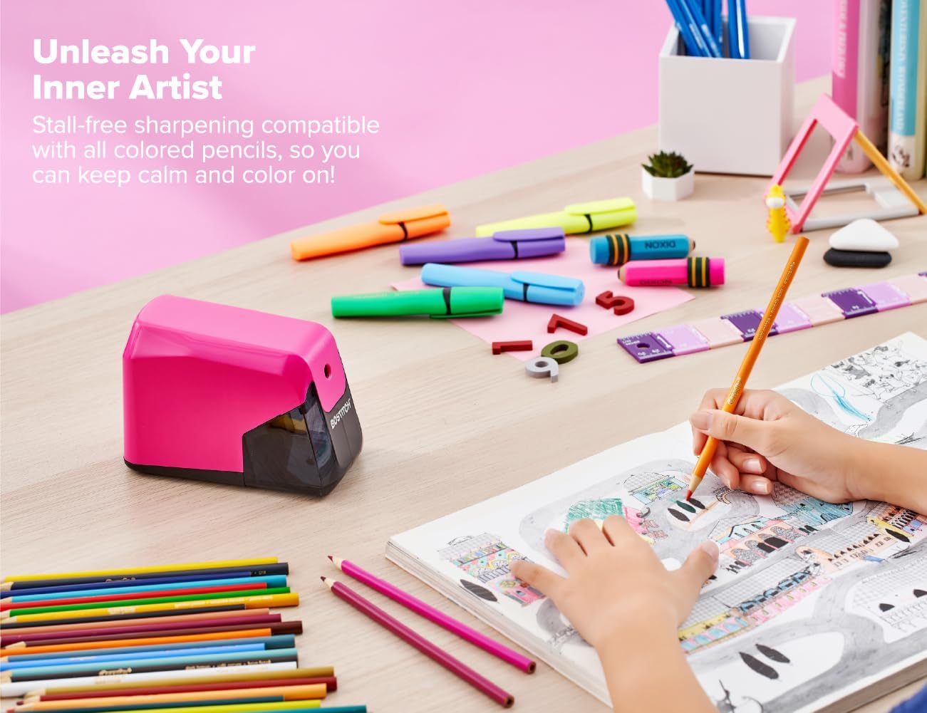 Bostitch Office Battery Pencil Sharpener, 4X Longer Cutter Life, Tip Saver Technology, Black (BPS4-BLK)